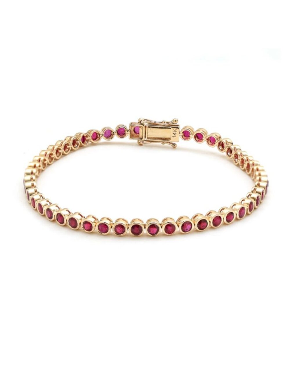 Crimson Ruby 14K (Custom) Yellow Gold Tennis Bracelet